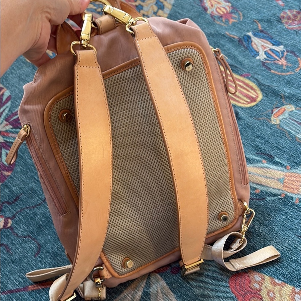 Caraa Blush Pink & Tan Nylon Backpack - Picture 7 of 8